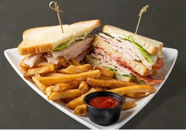 Turkey Club Platter with Fries.