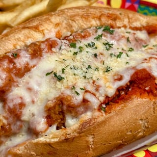 Breaded Chicken Parmesan with Fries