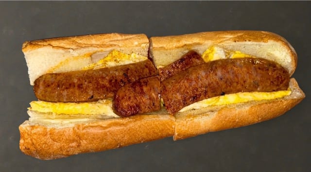 Hot Italian Sausage Egg and Cheese Sandwich.
