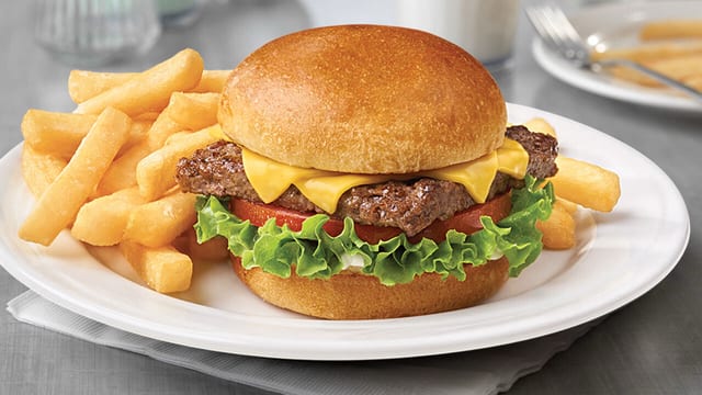 Cheeseburger Deluxe Platter with Fries.
